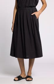 Thread & Supply Lydia Pleated Linen Blend Midi Skirt