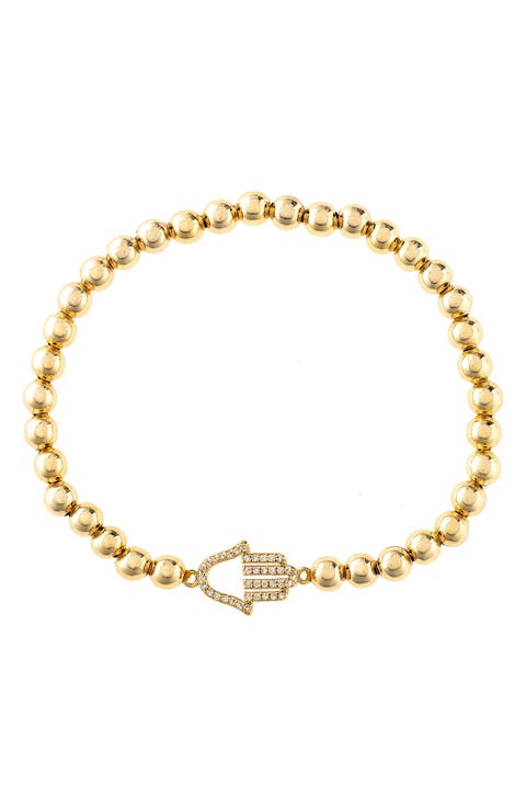 Hamsa CZ Beaded Bracelet