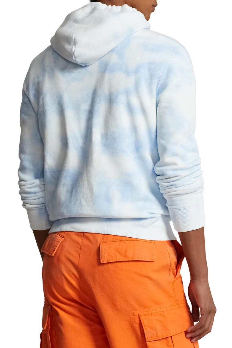 Polo Bear Tie Dye Hoodie, Alternate, color, RIVIERA BLUE CLOUD WASH BEACH