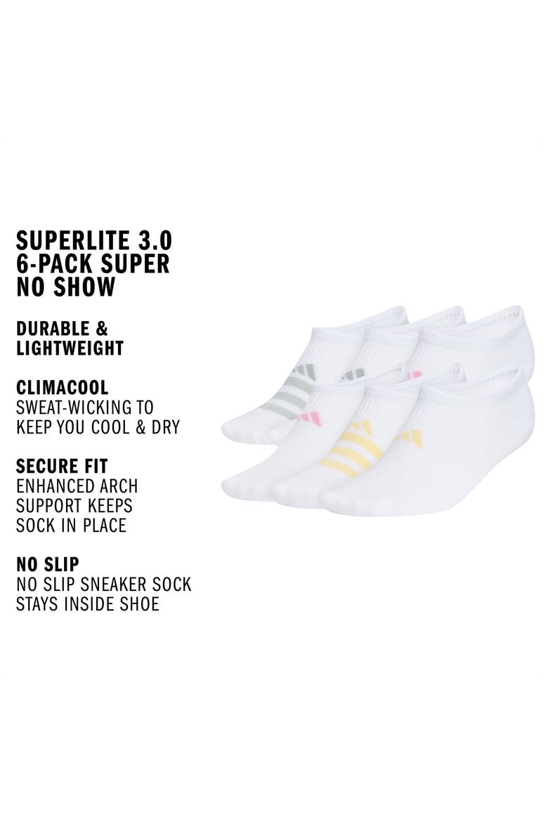 Superlite 3.0 6-Pack No-Show Socks, Alternate, color, WHITE