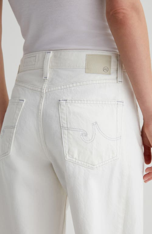Ag Hattie High Waist Raw Hem Denim Barrel Shorts In Ivory Mist