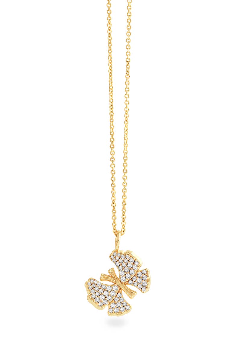 Anabel Aram Jewelry Pavè Butterfly Pendant Necklace, Main, color, 18K Gold White Cz Stone