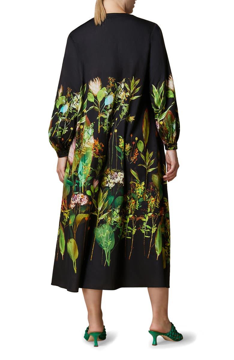 Marina Rinaldi Garbata Floral Long Sleeve Satin Dress, Alternate, color, 