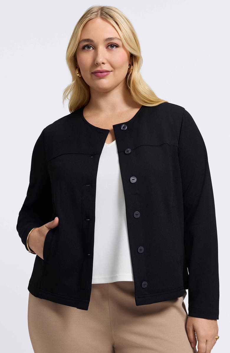Foxcroft Valerie Crepe Knit Jacket, Alternate, color, Black