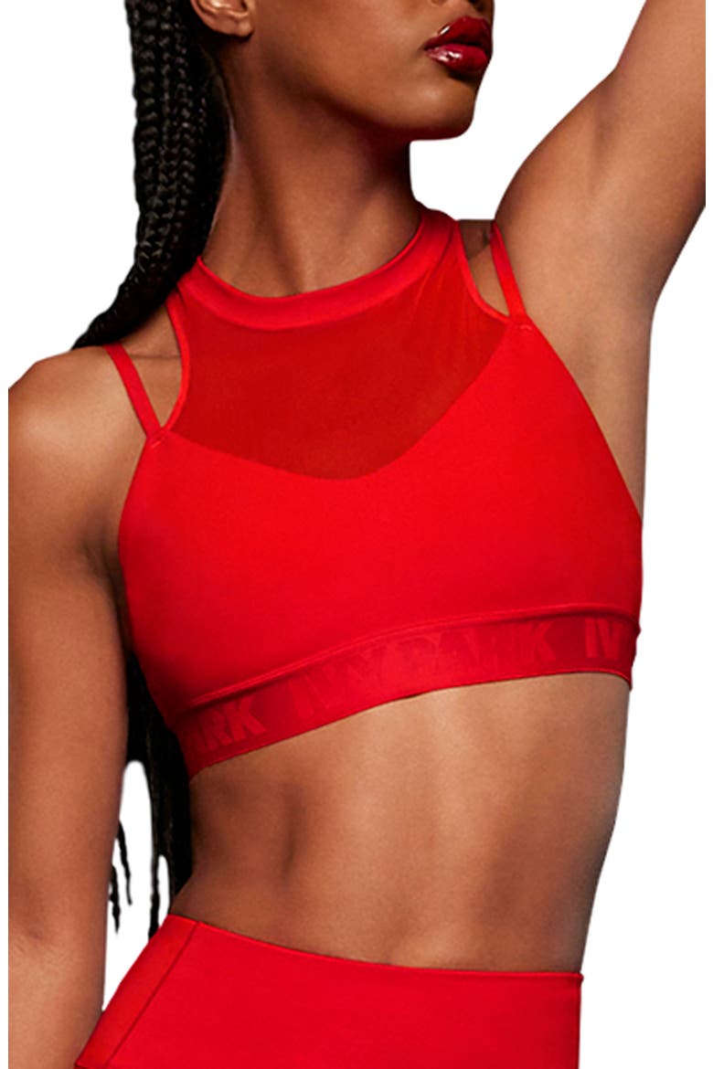 Layered Sports Bra, Main, color, RED