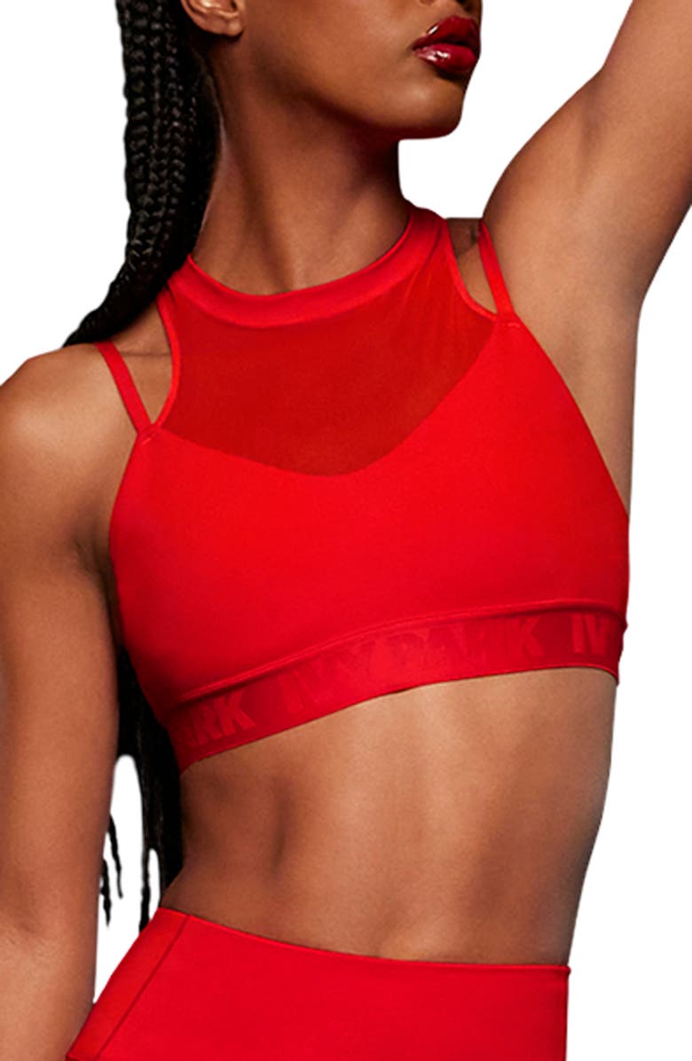 adidas x IVY PARK Layered Sports Bra, Main, color, 