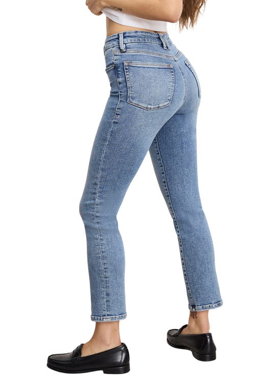 Good American Soft-tech Good Legs Mid Rise Straight Leg Jeans In Blue