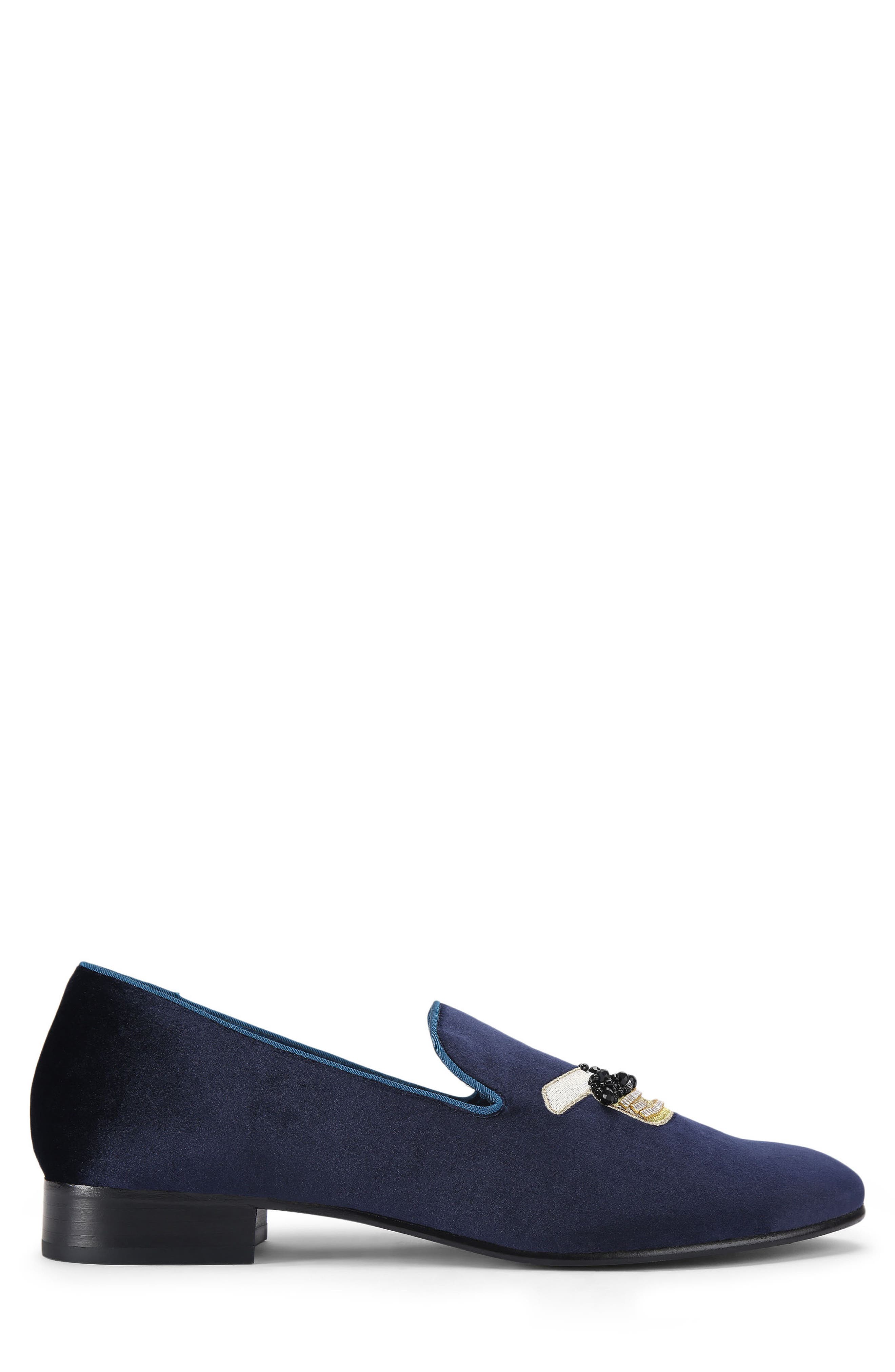 Kurt Geiger London Ace Velvet Loafer, Alternate, color, Navy