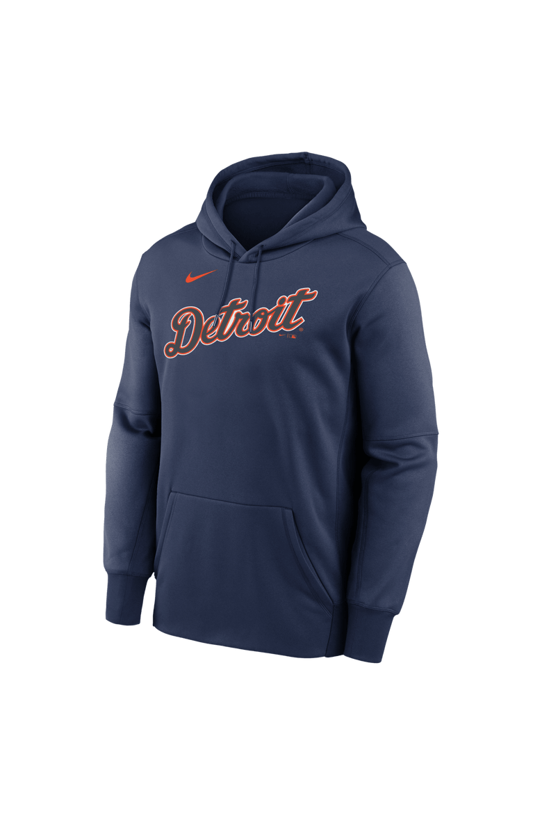 Men's Nike Navy Detroit Tigers Primary Wordmark Therma Hoodie, Alternate, color, Navy