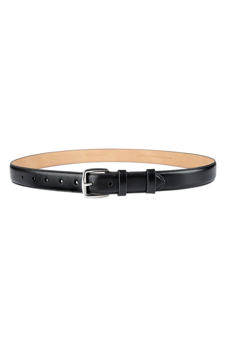Cole Haan Feather Edge Leather Belt, Main, color, Black