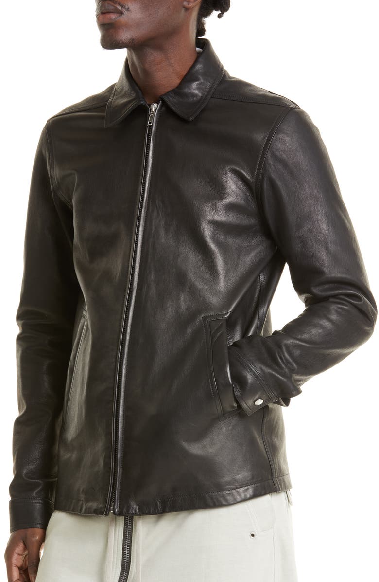 Rick Owens Brad Lambskin Leather Jacket, Alternate, color, 