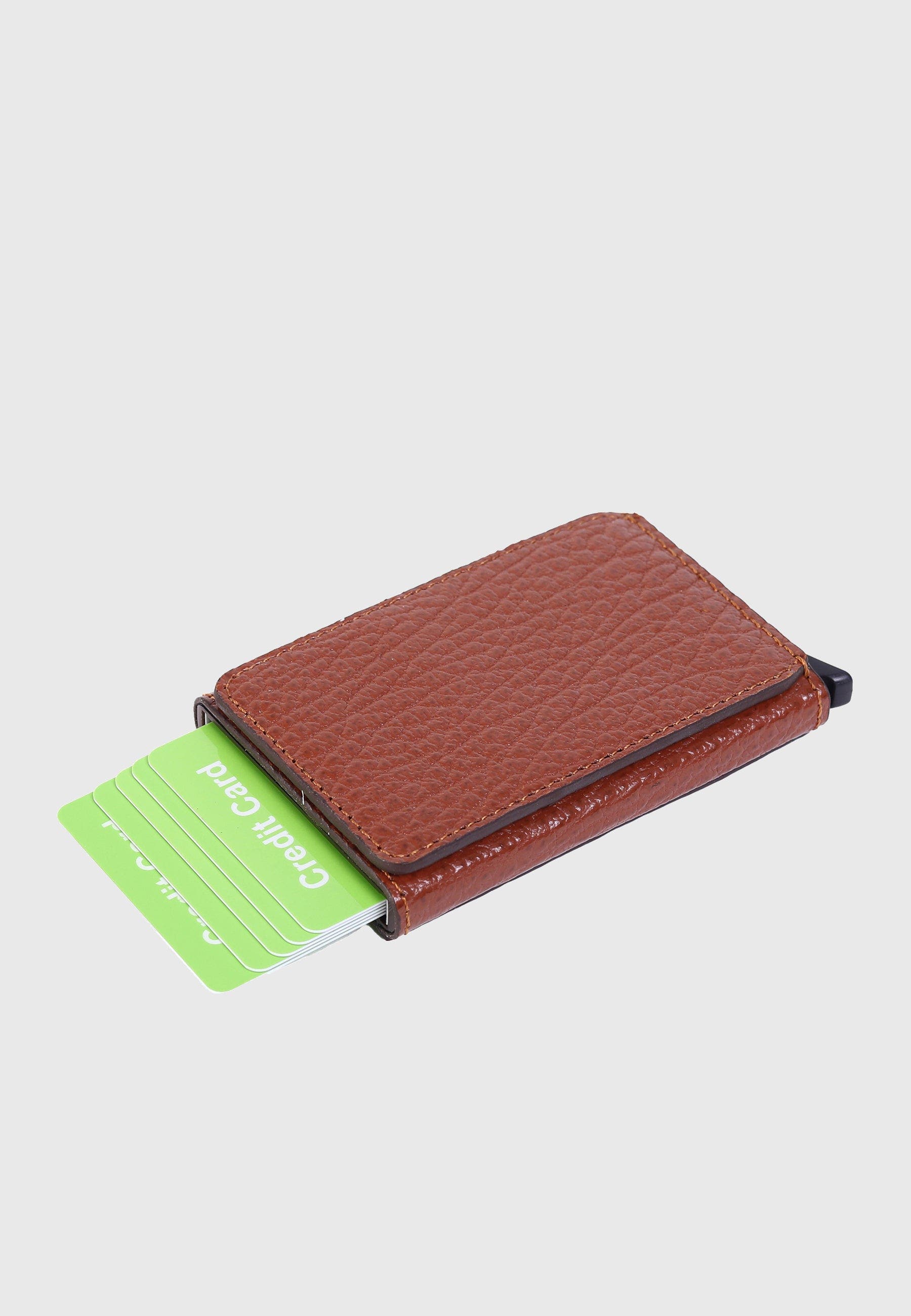 Furniq UK Genuine Leather Venous Pattern Card Holder, Alternate, color, Tan Brown