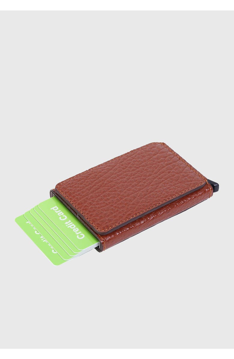 Furniq UK Genuine Leather Venous Pattern Card Holder, Alternate, color, Tan Brown