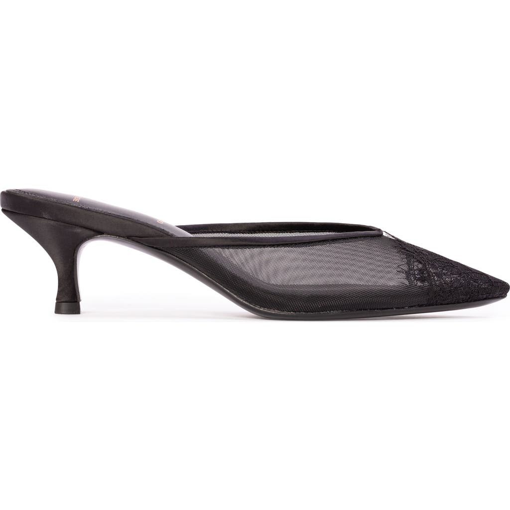 Black Suede Studio Cara 50 Mesh Mule In Black
