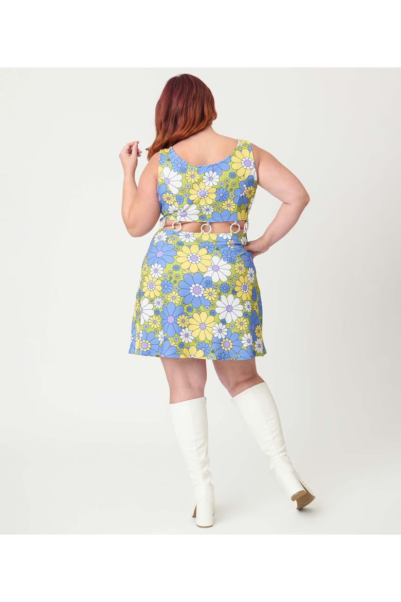 Plus Size Gettin Groovy Mini Dress, Alternate, color, Green Floral Print