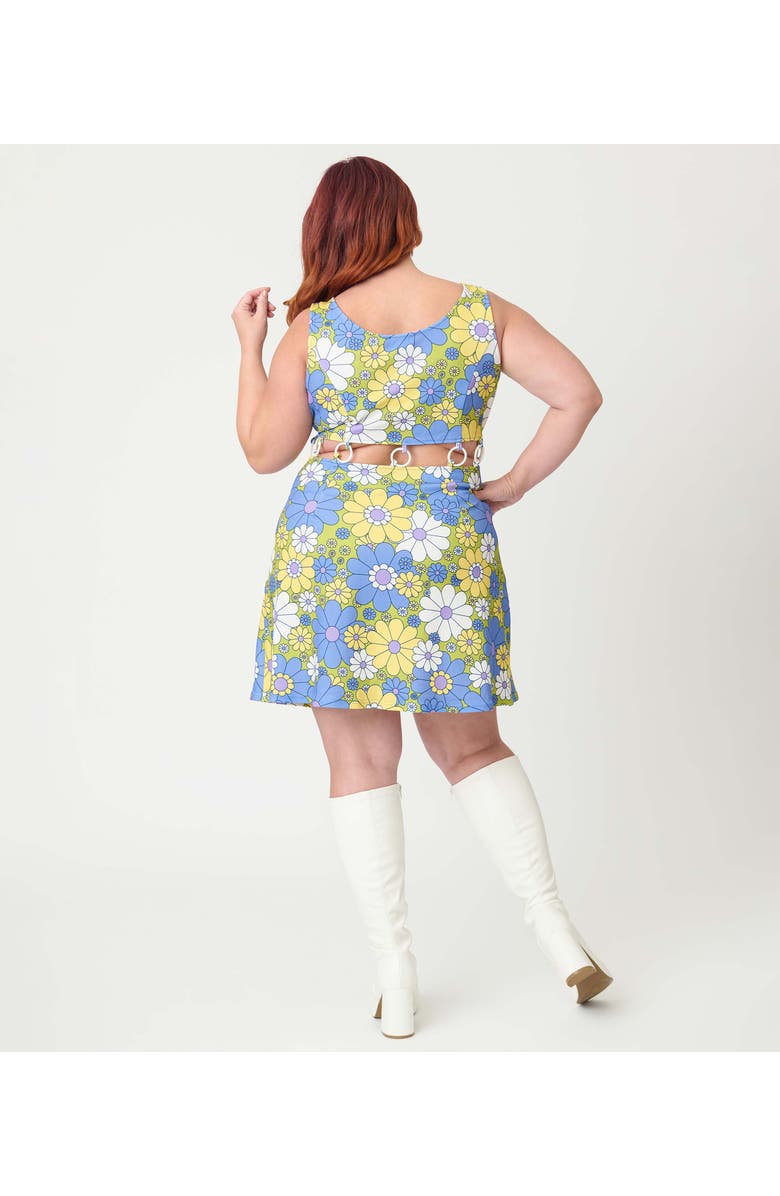 Smak Parlour Plus Size Gettin Groovy Mini Dress, Alternate, color, Green Floral Print