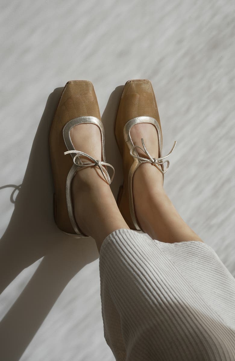 Andrea Gomez Amelia Clear Mesh Ballet Flat, Alternate, color, Gold