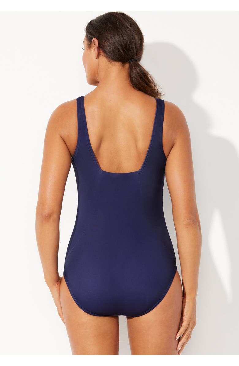 Swimsuits for All Chlorine Resistant Square Neck One Piece Swimsuit, Alternate, color, Multi Flower