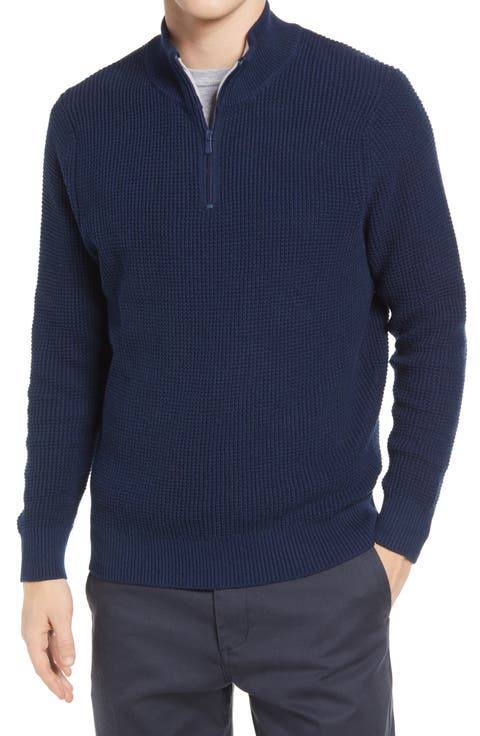 Waffle Knit Quarter Zip Pullover