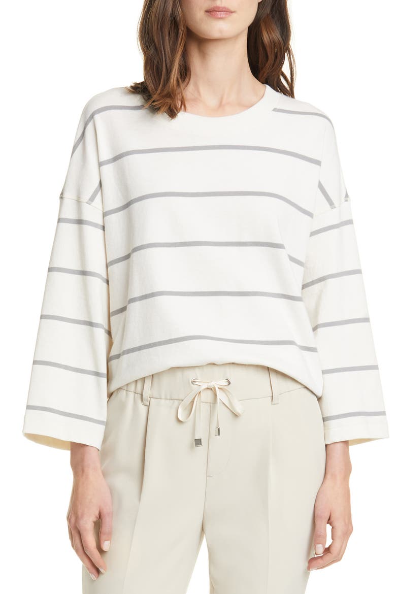 Stripe Sweatshirt, Main, color, CHALK/ SMOKE COMBO
