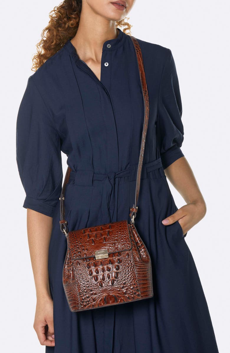 Brahmin Margo Croc Embossed Leather Crossbody Bag, Alternate, color,