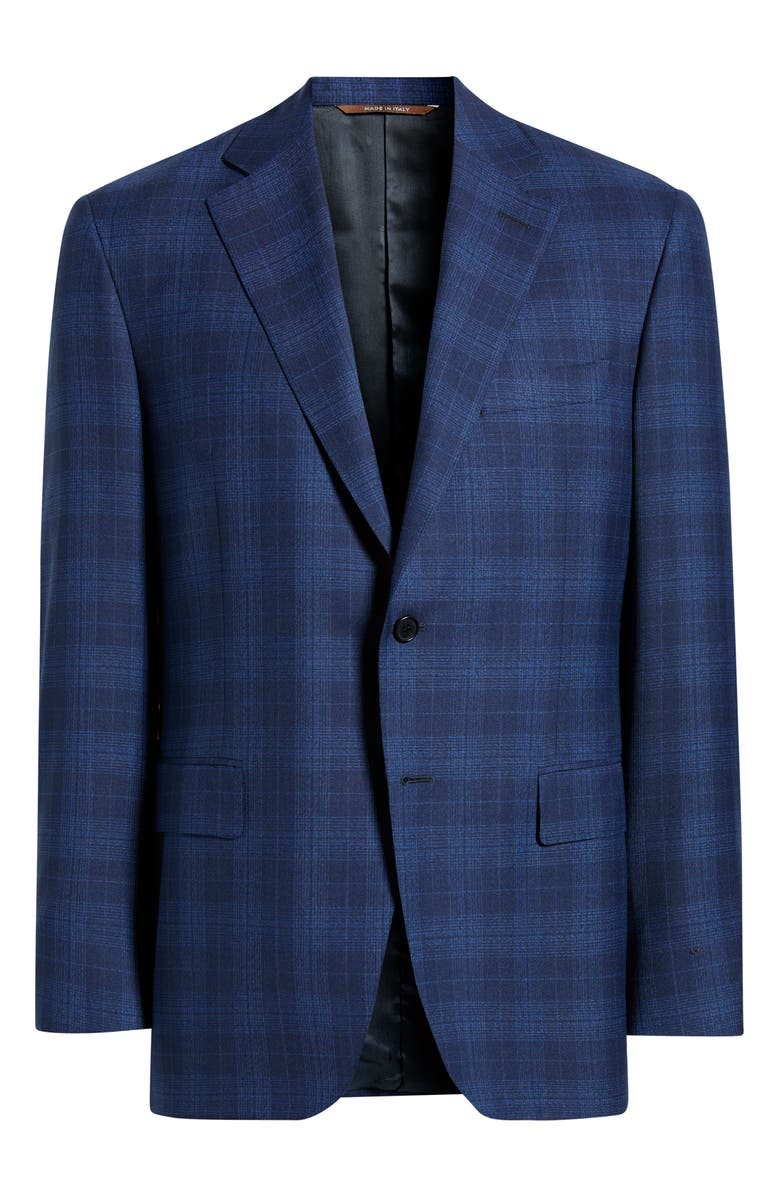 Canali Siena Regular Fit Blue Plaid Wool Sport Coat, Alternate, color, Dark Blue