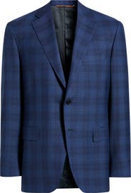 Canali Siena Regular Fit Blue Plaid Wool Sport Coat