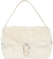 BCBG Faux Fur Buckle Shoulder Bag
