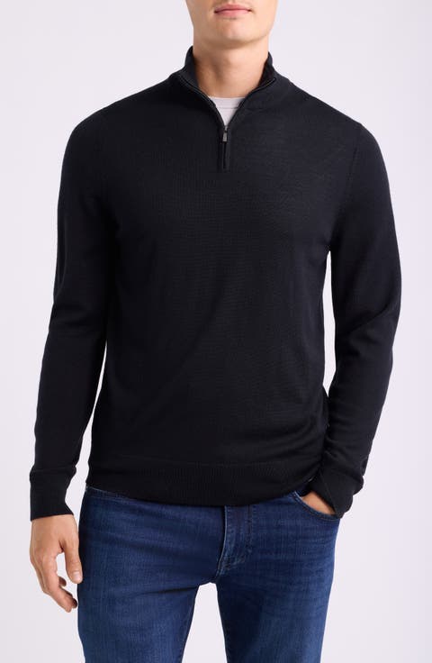 Washable Italian Merino Wool Quarter Zip Sweater