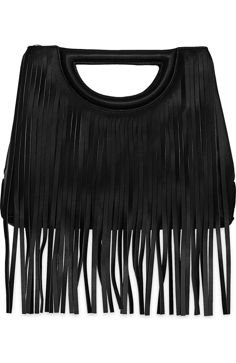 Rebecca Minkoff Frankie Fringe Leather Crossbody Bag, Main, color, Black