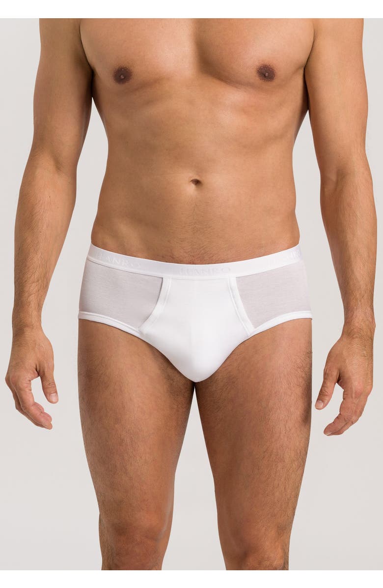 Hanro Cotton Pure Cotton Brief With Fly, Alternate, color, White