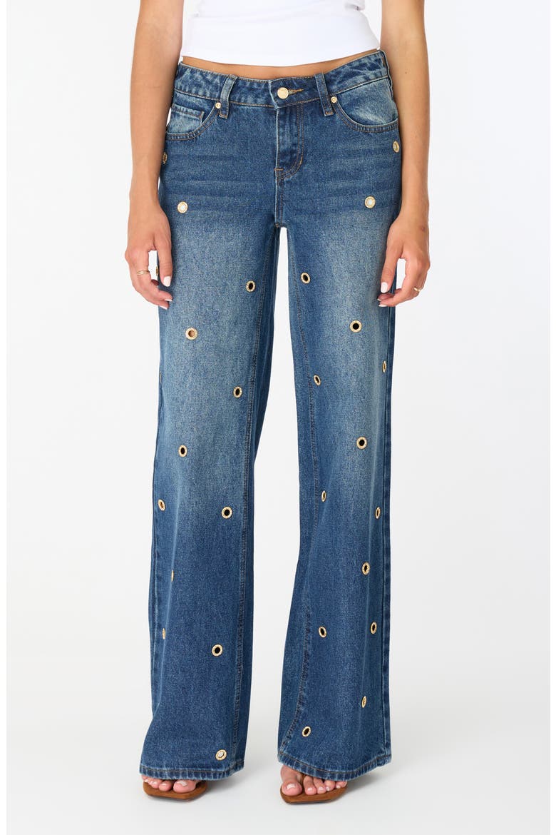 Lyndz Low Rise Wide Leg Jeans, Main, color, GOLD TINT WASH