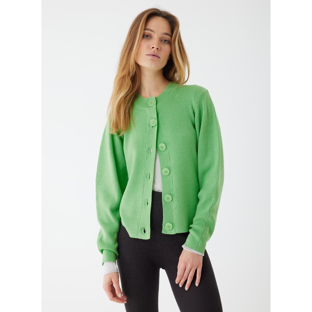 Majestic Filatures Compact Merino Mini Rib Long Sleeve Crewneck Cardigan in Avocado  product