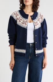 Gemma + Jane Fair Isle Button Front Cardigan