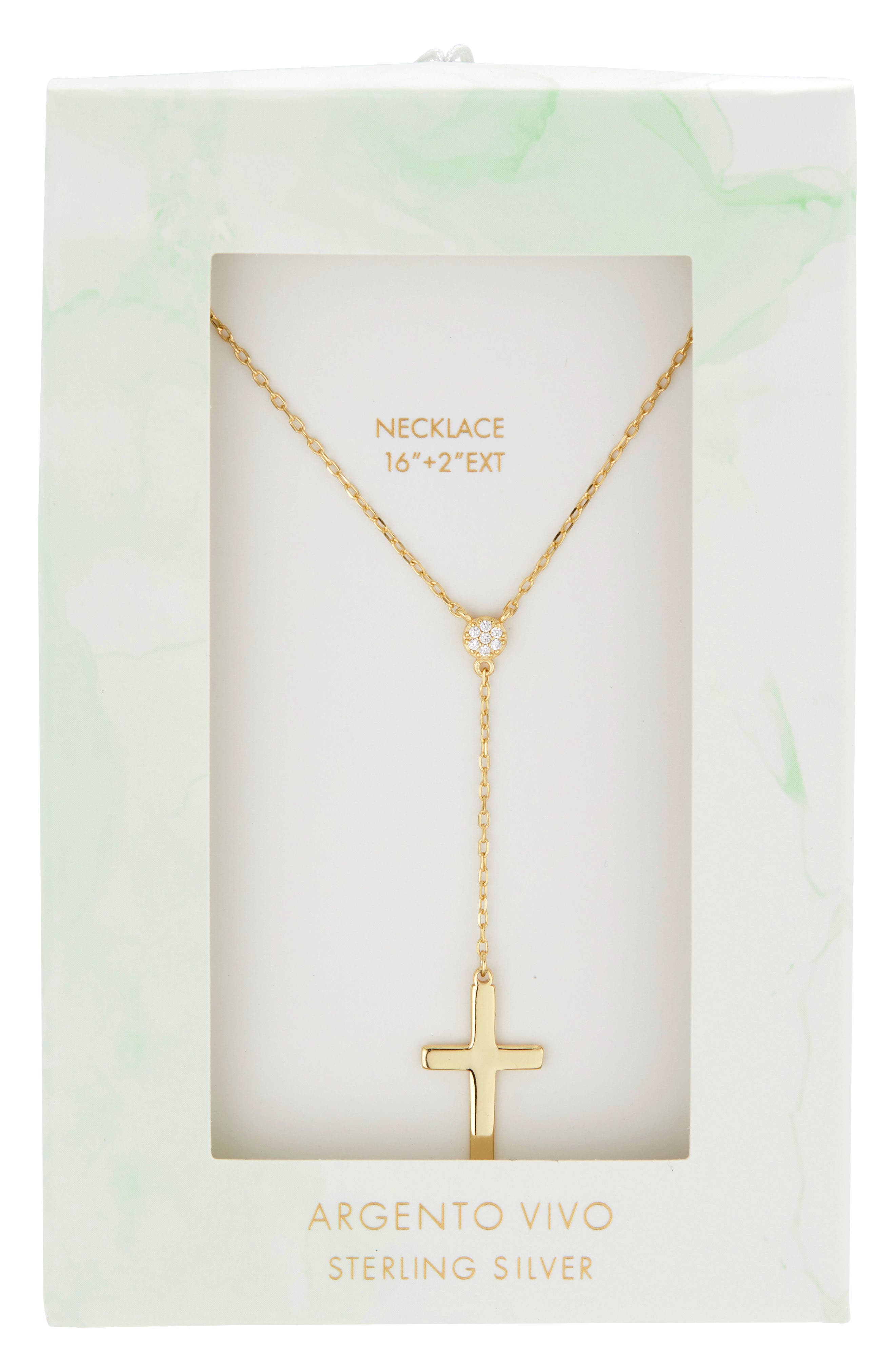ARGENTO VIVO Pavé Circle Cross Lariat Necklace