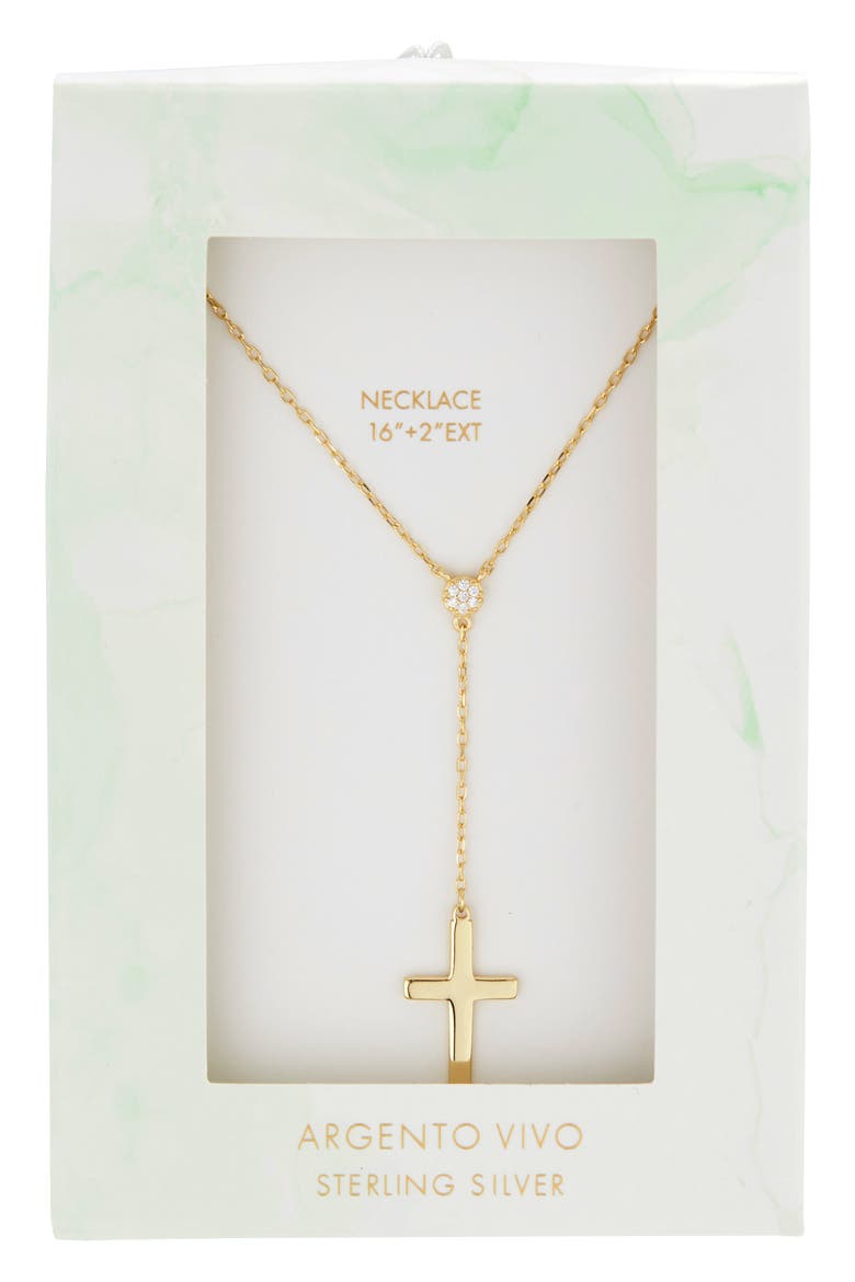 Pavé Circle Cross Lariat Necklace, Main, color, GOLD