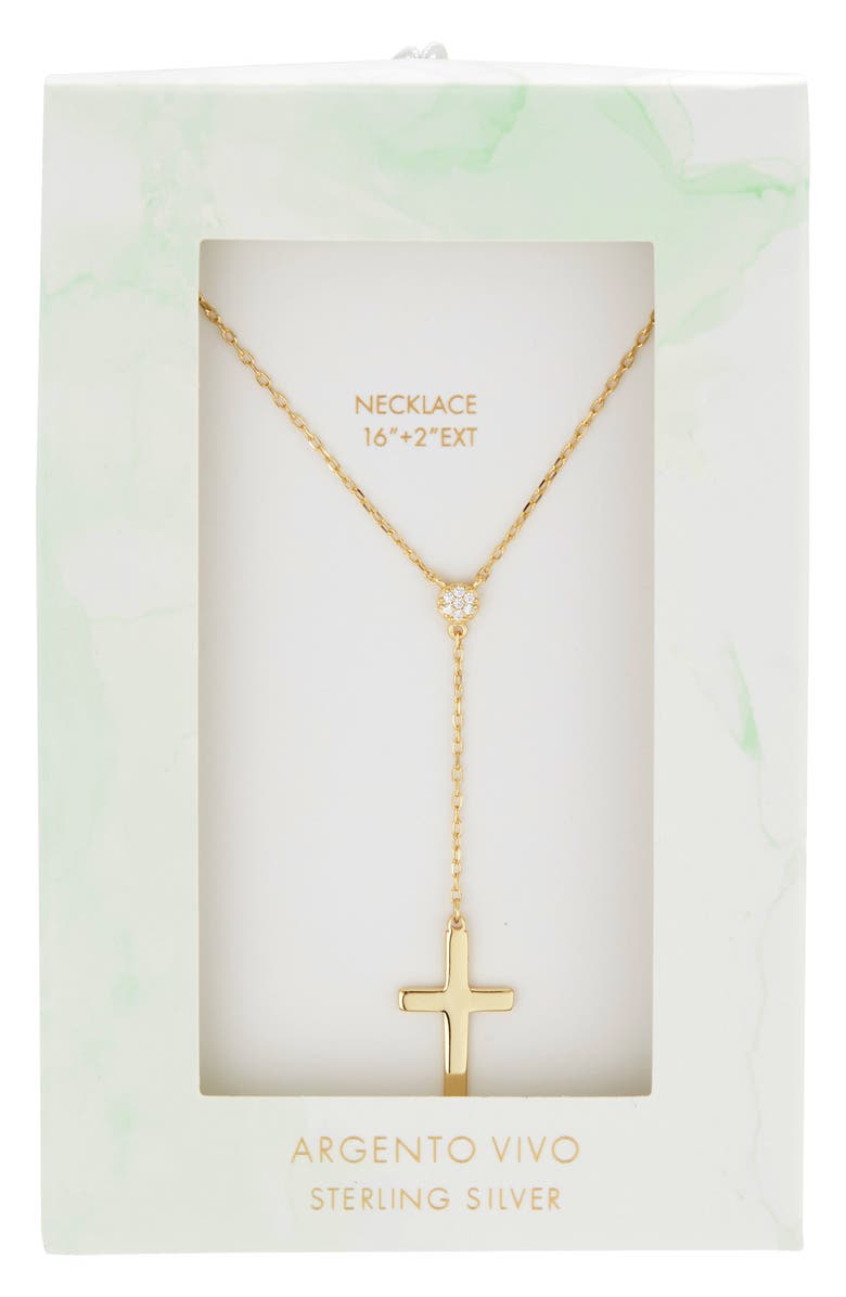 ARGENTO VIVO Pavé Circle Cross Lariat Necklace, Main, color, Gold