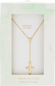 ARGENTO VIVO Pavé Circle Cross Lariat Necklace