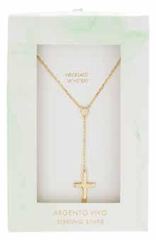 ARGENTO VIVO Pavé Circle Cross Lariat Necklace