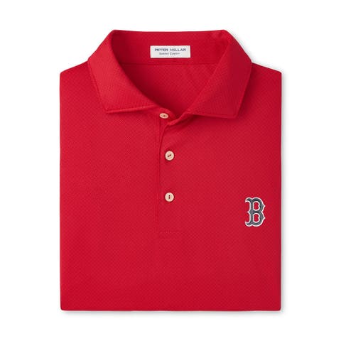 Men's Peter Millar Red Boston Red Sox Hugo Performance Jersey Polo