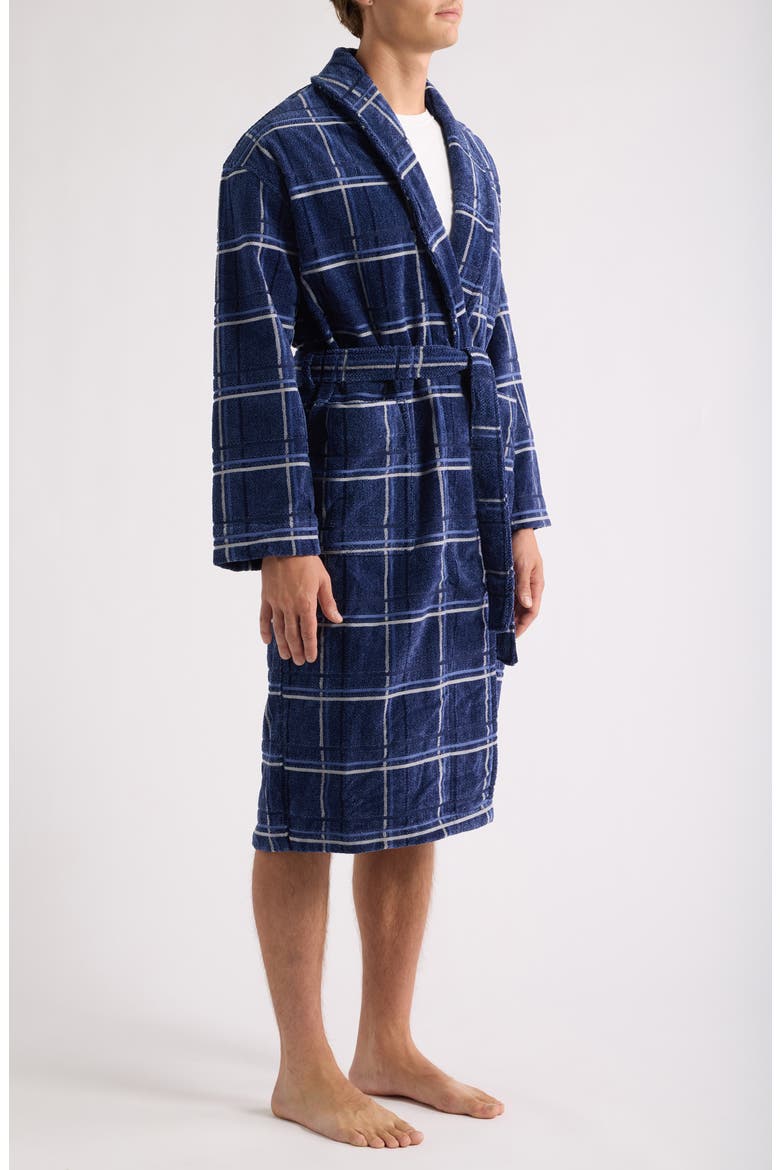 Out of Office Stripe Terry Velour Robe, Alternate, color, MIDNIGHT