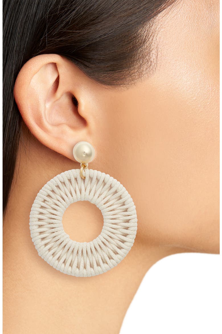 Cord Wrapped Statement Drop Earrings, Alternate, color, IVORY- GOLD