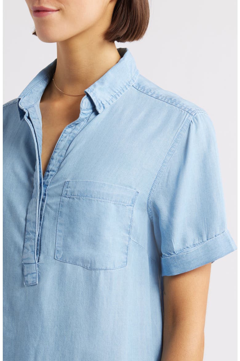 Lizzy Short Sleeve Denim Dress, Alternate, color, LIGHT WASH
