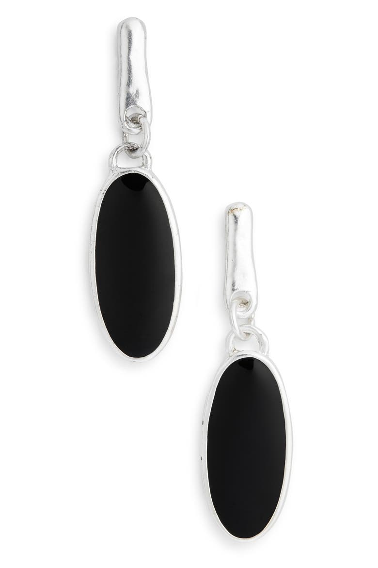 Enamel Drop Earrings, Main, color, SILVER