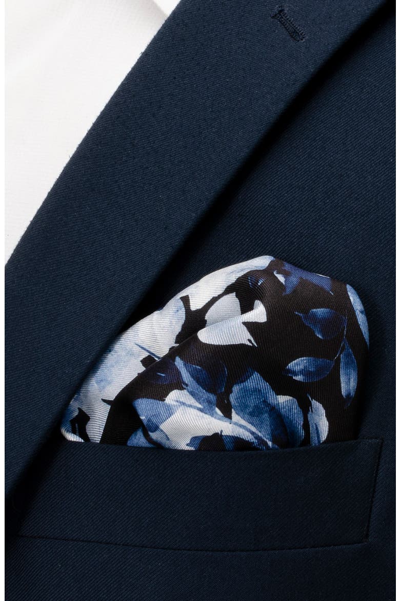 Floral Silk Tie & Pocket Square, Alternate, color, BLUE