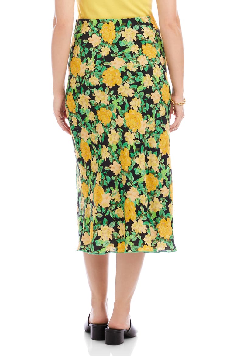 Floral Print Bias Cut Midi Skirt, Alternate, color, YELLOW FLORAL
