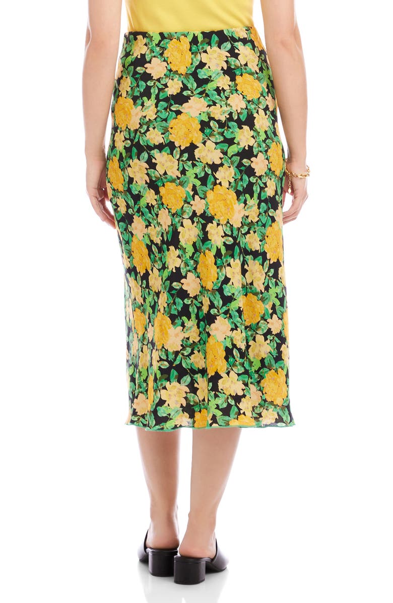 Karen Kane Floral Print Bias Cut Midi Skirt, Alternate, color, Yellow Floral