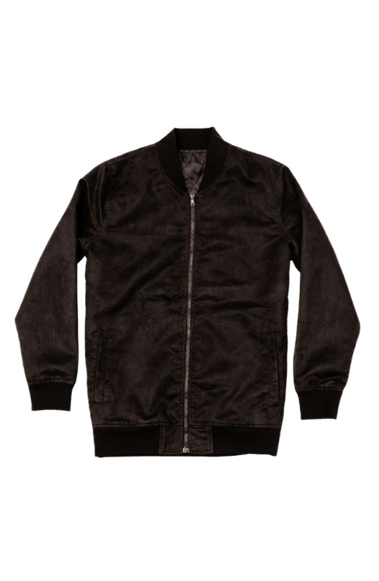Dapper Boi Black Microfiber Suede Bomber Jacket, Main, color, 