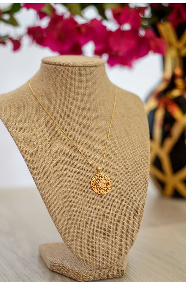 Seven Saints Sri Yantra Supreme Manifestor Necklace, Alternate, color, Gold
