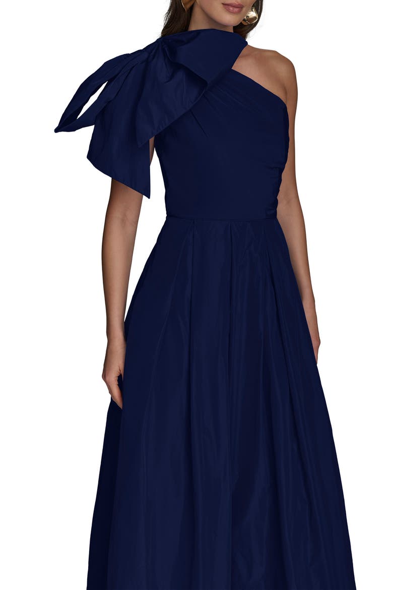 Bow One-Shoulder Gown, Alternate, color, NAVY NVY